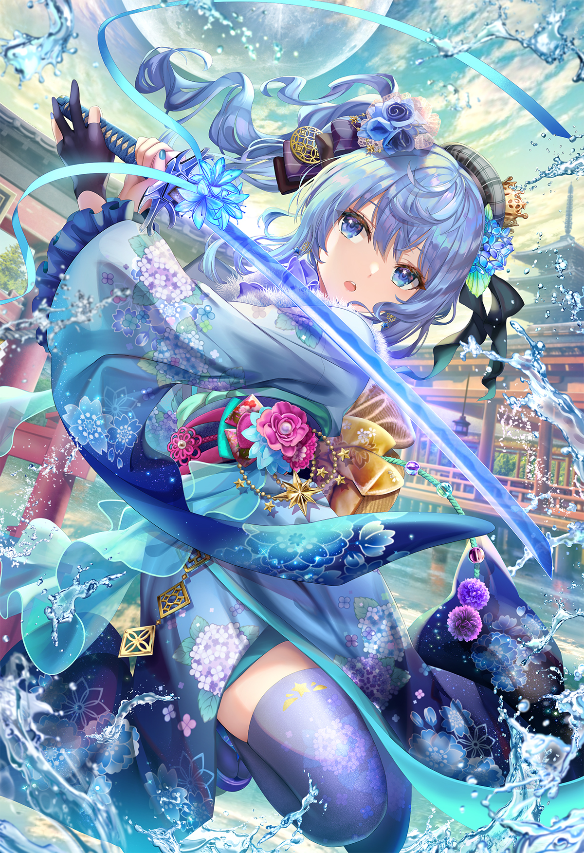 torino akua hololive hoshimachi suisei japanese clothes sword 